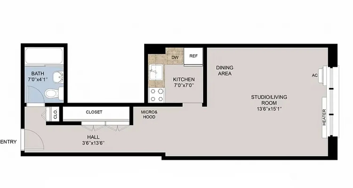 Studio apartment at 150 E 18th St, Unit 10O, Gramercy Park, photo 7 of 8