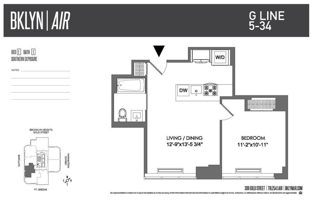 1 Bed apartment at 309 Gold Street, Unit 25G, Downtown Brooklyn, photo 1 of 1