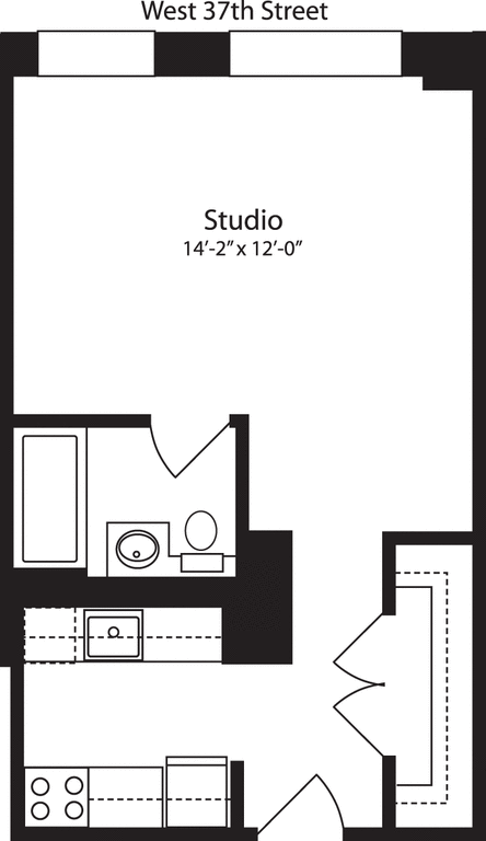 Studio apartment at 400 West 37th Street, Unit 9U, Hell's Kitchen, photo 1 of 1