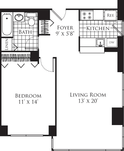 1 Bed apartment at 305 West 50th Street, Unit 12K, Hell's Kitchen, photo 1 of 1