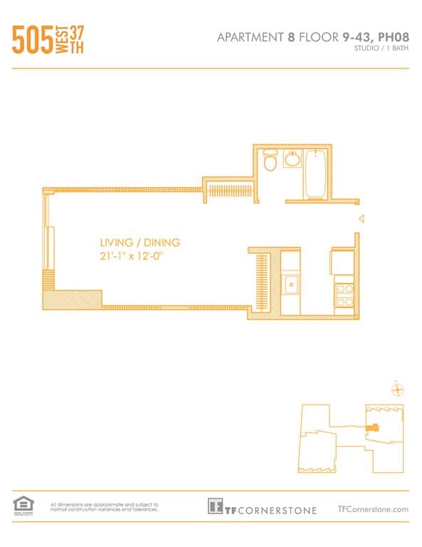 Studio apartment at 505 West 37th Street, Unit 2808, Hudson Yards, photo 1 of 14