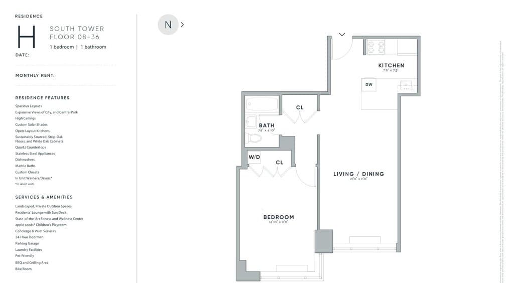 1 Bed apartment at One Columbus Place, Unit S26H, Upper West Side, photo 1 of 3