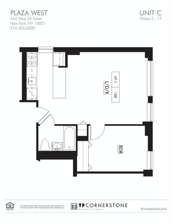1 Bed apartment at 444 West 35th Street, Unit 15C, Hell's Kitchen, photo 1 of 8