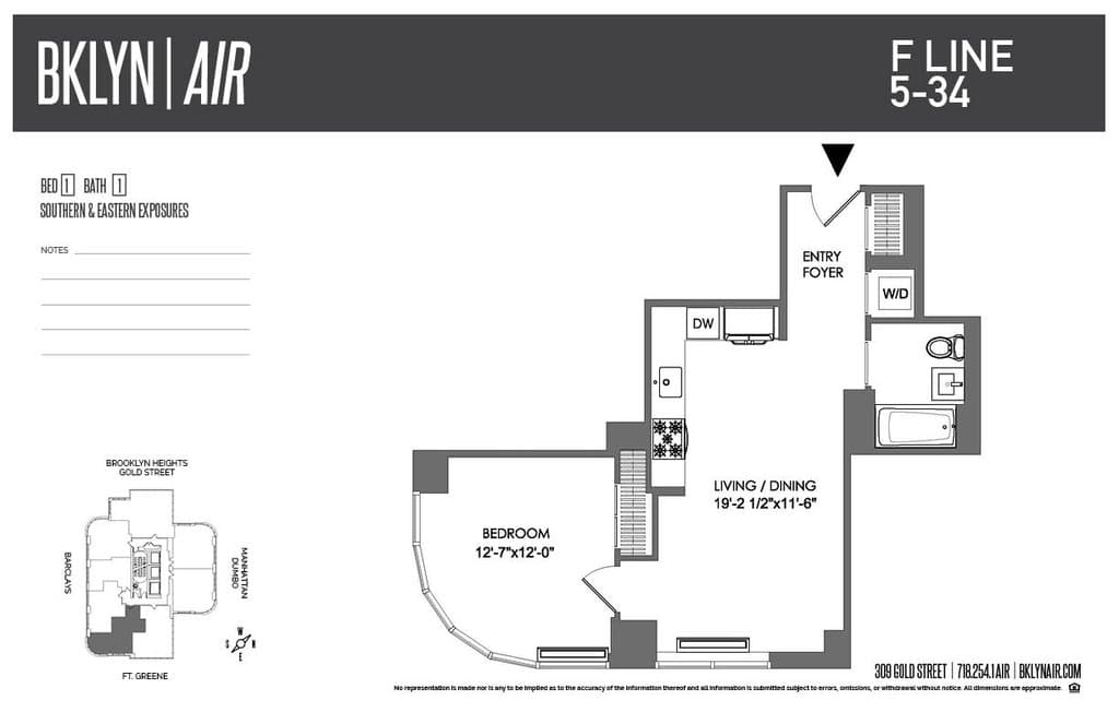 1 Bed apartment at 309 Gold Street, Unit 27F, Downtown Brooklyn, photo 1 of 1