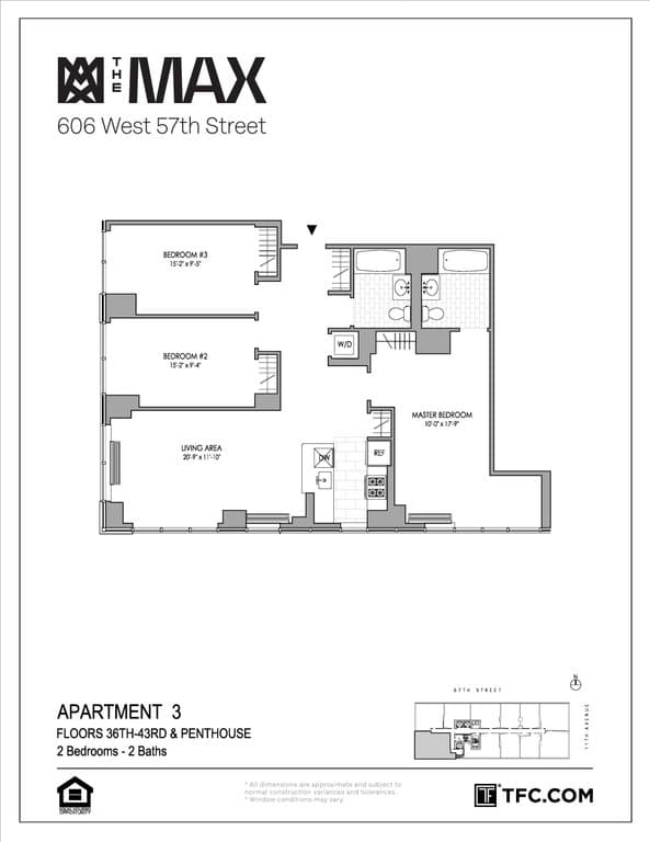 3 Bed apartment at 606 West 57th Street, Unit 4103, Hell's Kitchen, photo 1 of 4