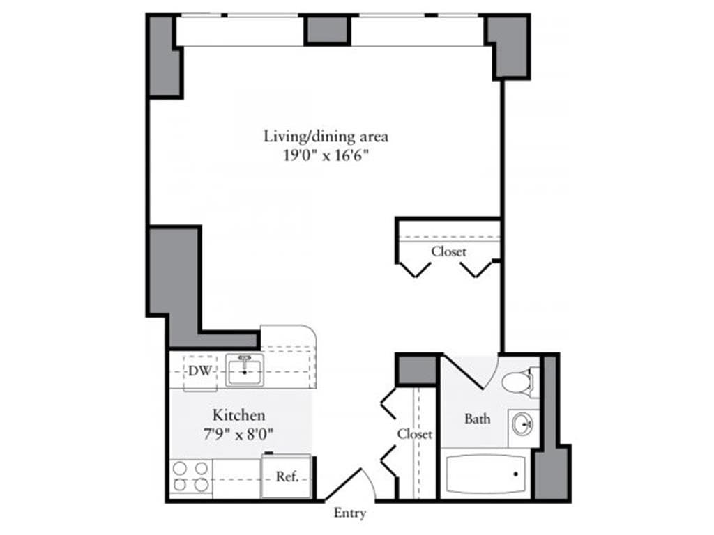 Studio apartment at 510-515 West 52nd Street, Unit 001-023L, Hell's Kitchen, photo 1 of 1