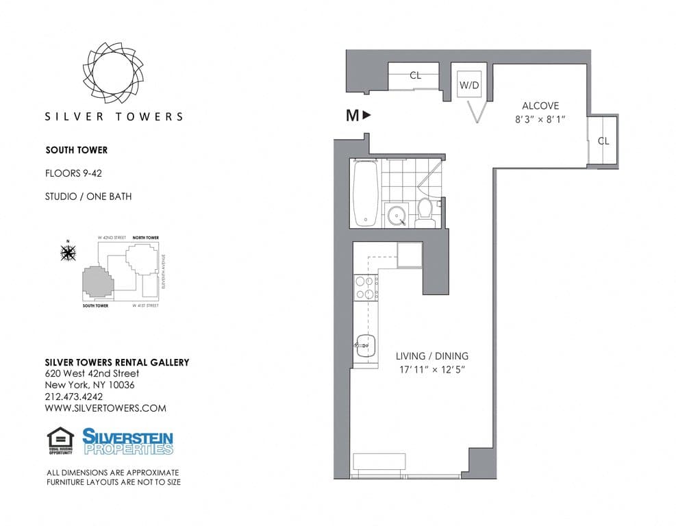 Studio apartment at 610-620 West 42nd Street, Unit S14M, Hell's Kitchen, photo 1 of 1