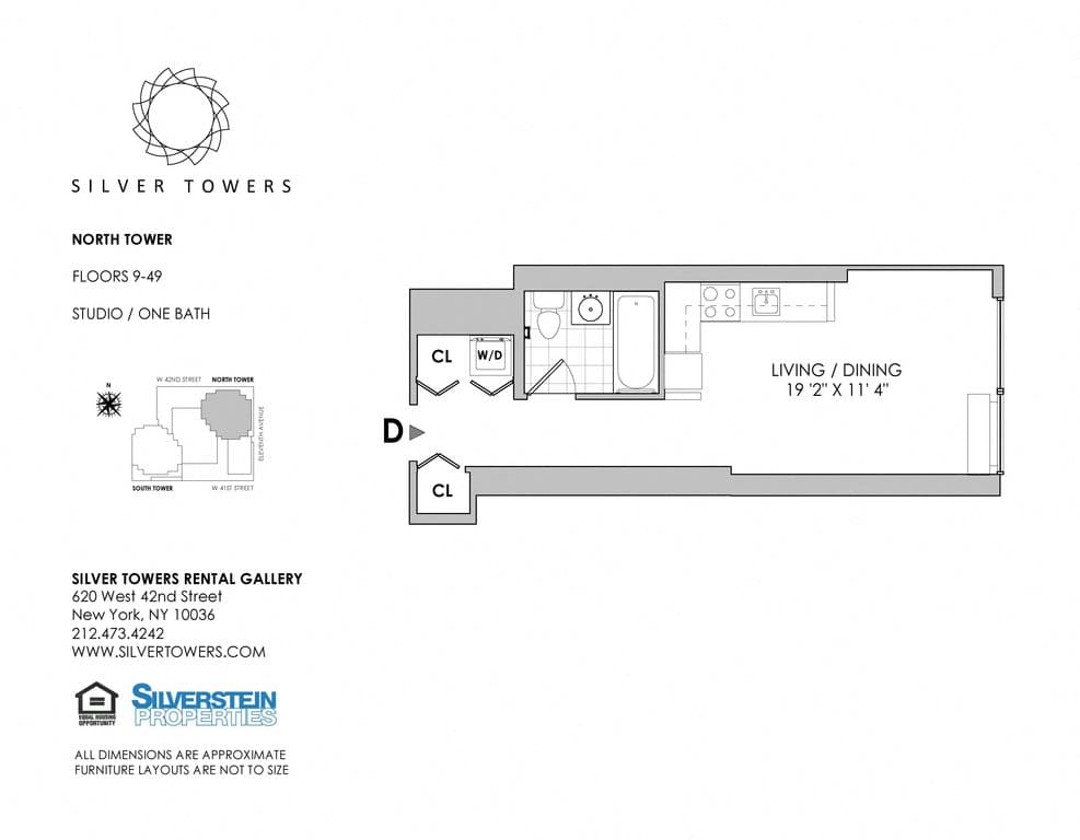 Studio apartment at 610-620 West 42nd Street, Unit N46D, Hell's Kitchen, photo 1 of 1