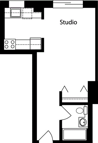 Studio apartment at 400 West 37th Street, Unit 7D, Hell's Kitchen, photo 1 of 1