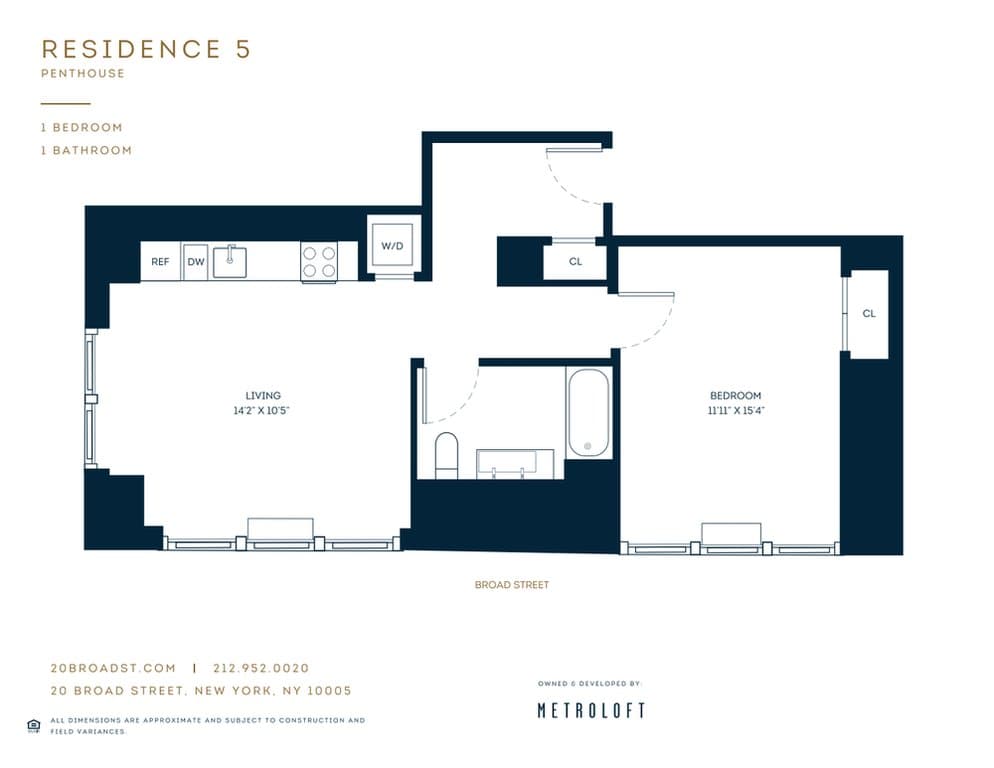 1 Bed apartment at 20 Broad Street, Unit 0206, Financial District, photo 1 of 1