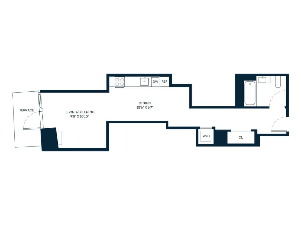 Studio apartment at 20 Broad Street, Unit 2005, Financial District, photo 1 of 1