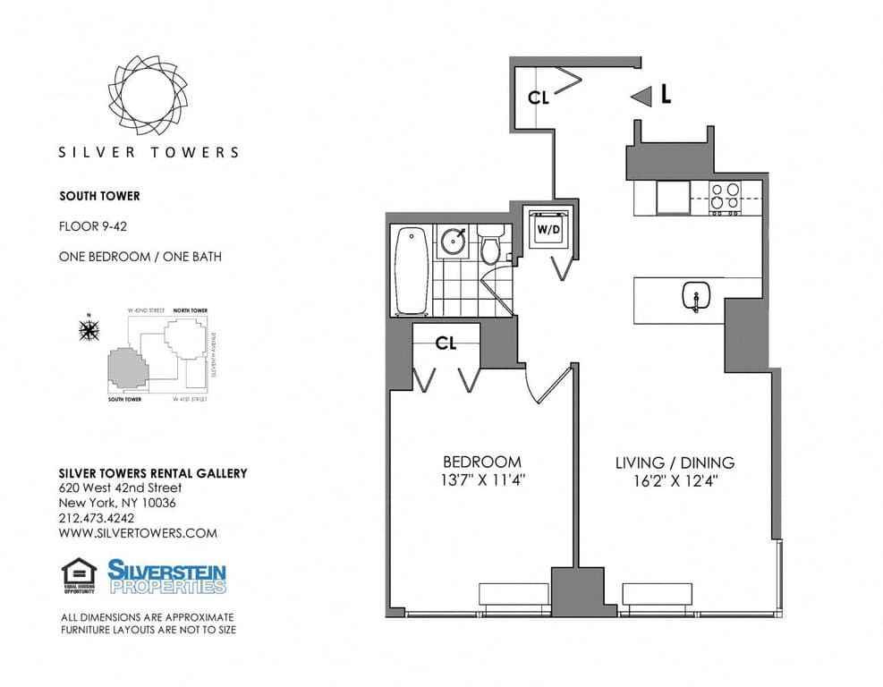 1 Bed apartment at 610-620 West 42nd Street, Unit S35L, Hell's Kitchen, photo 1 of 1