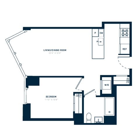1 Bed apartment at 1 Blue Slip, Unit 0-14G, Greenpoint, photo 1 of 1