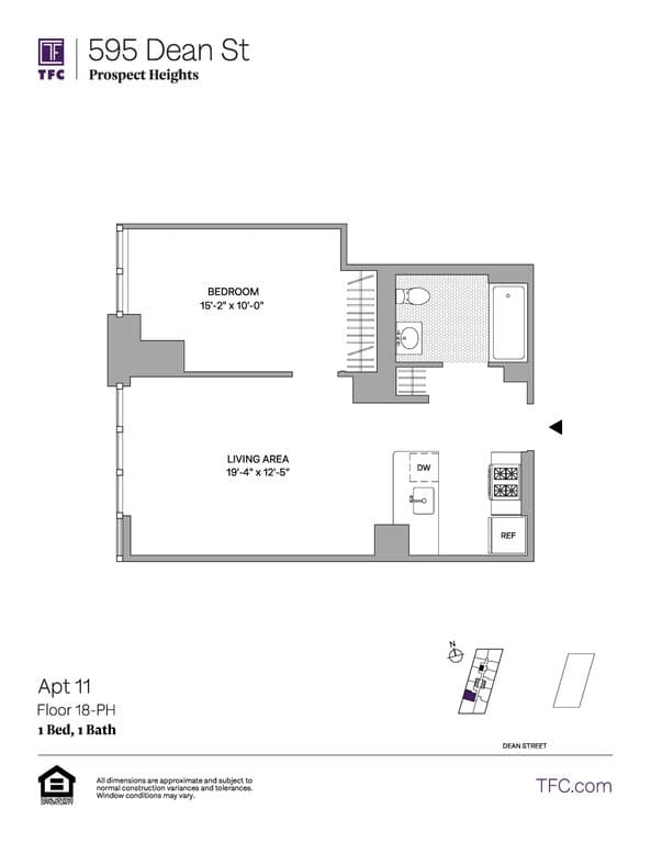 1 Bed apartment at 595 Dean Street, Unit 2111, Prospect Heights, photo 1 of 1