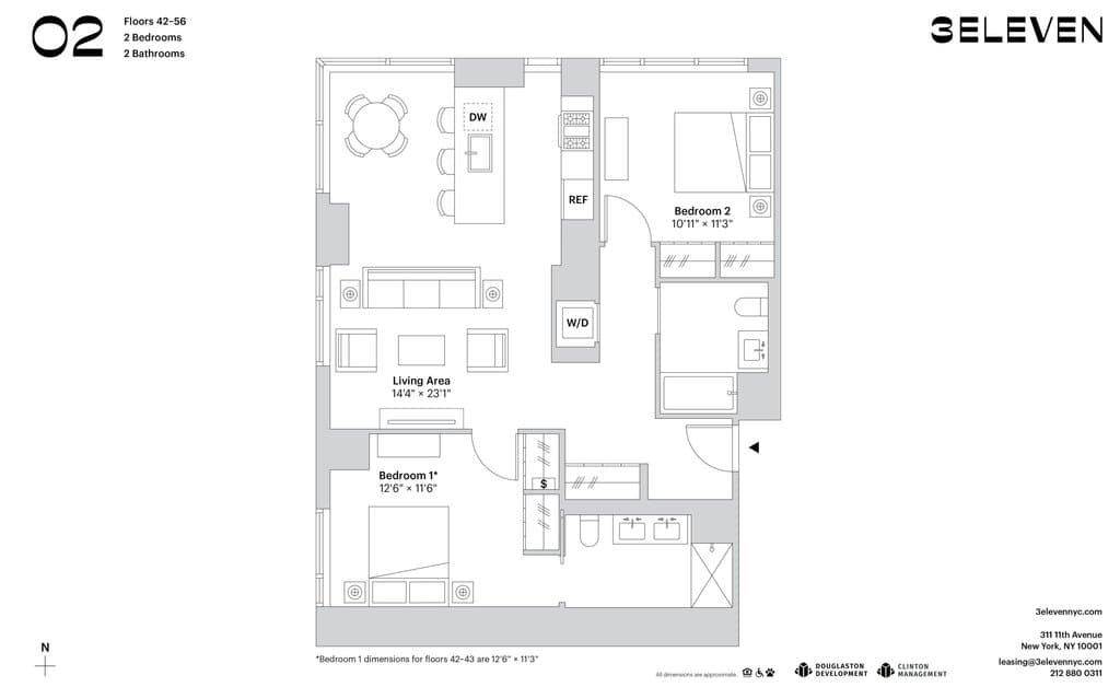 2 Bed apartment at 311 11th Avenue, Unit 5602, Hudson Yards, photo 1 of 1
