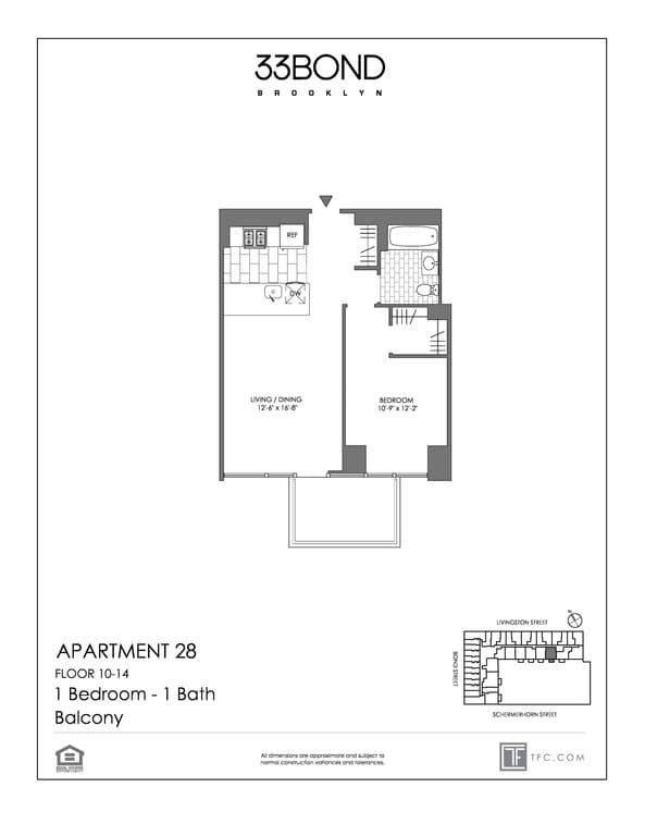 1 Bed apartment at 33 Bond Street, Unit 1128, Boerum Hill, photo 1 of 2