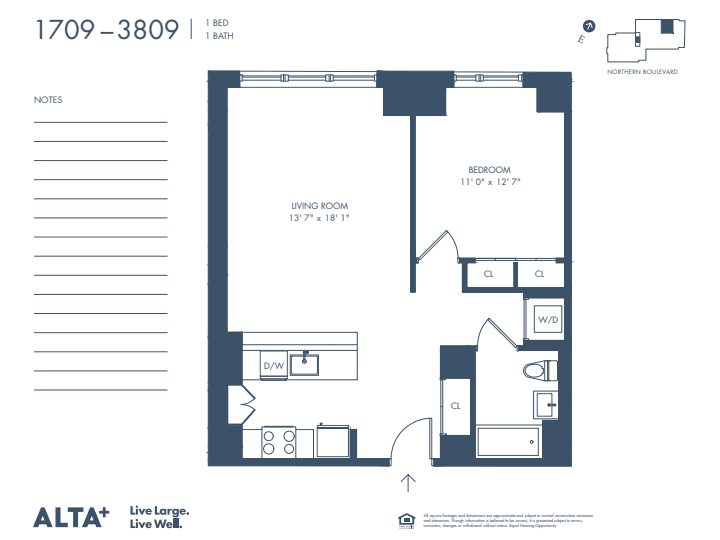 1 Bed apartment at 29-22 Northern Boulevard, Unit 2509-A, Long Island City, photo 1 of 1