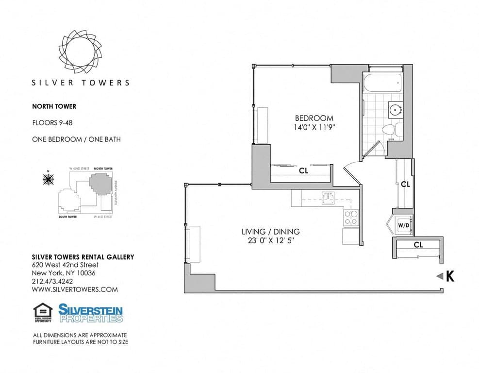 1 Bed apartment at 610-620 West 42nd Street, Unit N43K, Hell's Kitchen, photo 1 of 1