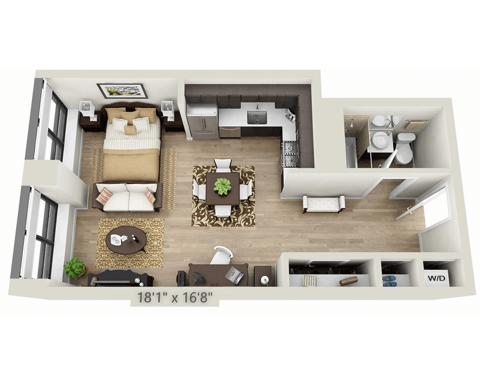 Studio apartment at 95 Wall Street, Unit 601, Financial District, photo 1 of 2