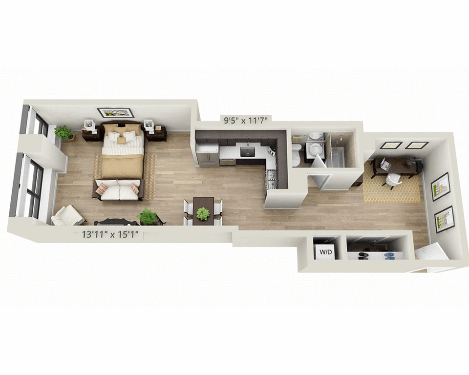 Studio apartment at 95 Wall Street, Unit 213, Financial District, photo 1 of 2