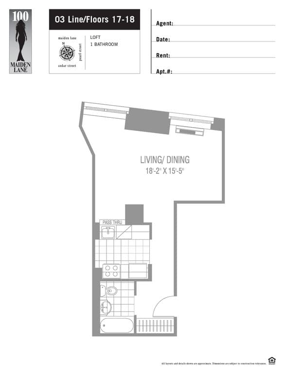 Studio apartment at 100 Maiden Lane, Unit 1803, Financial District, photo 1 of 1