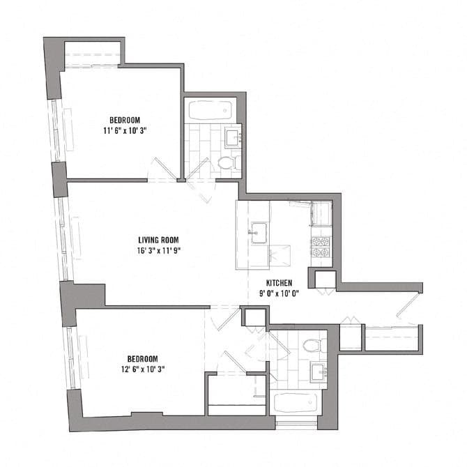 2 Bed apartment at 15 Cliff Street, Unit 16D, Financial District, photo 1 of 1
