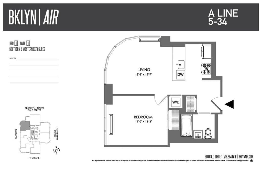 1 Bed apartment at 309 Gold Street, Unit 11A, Downtown Brooklyn, photo 1 of 1